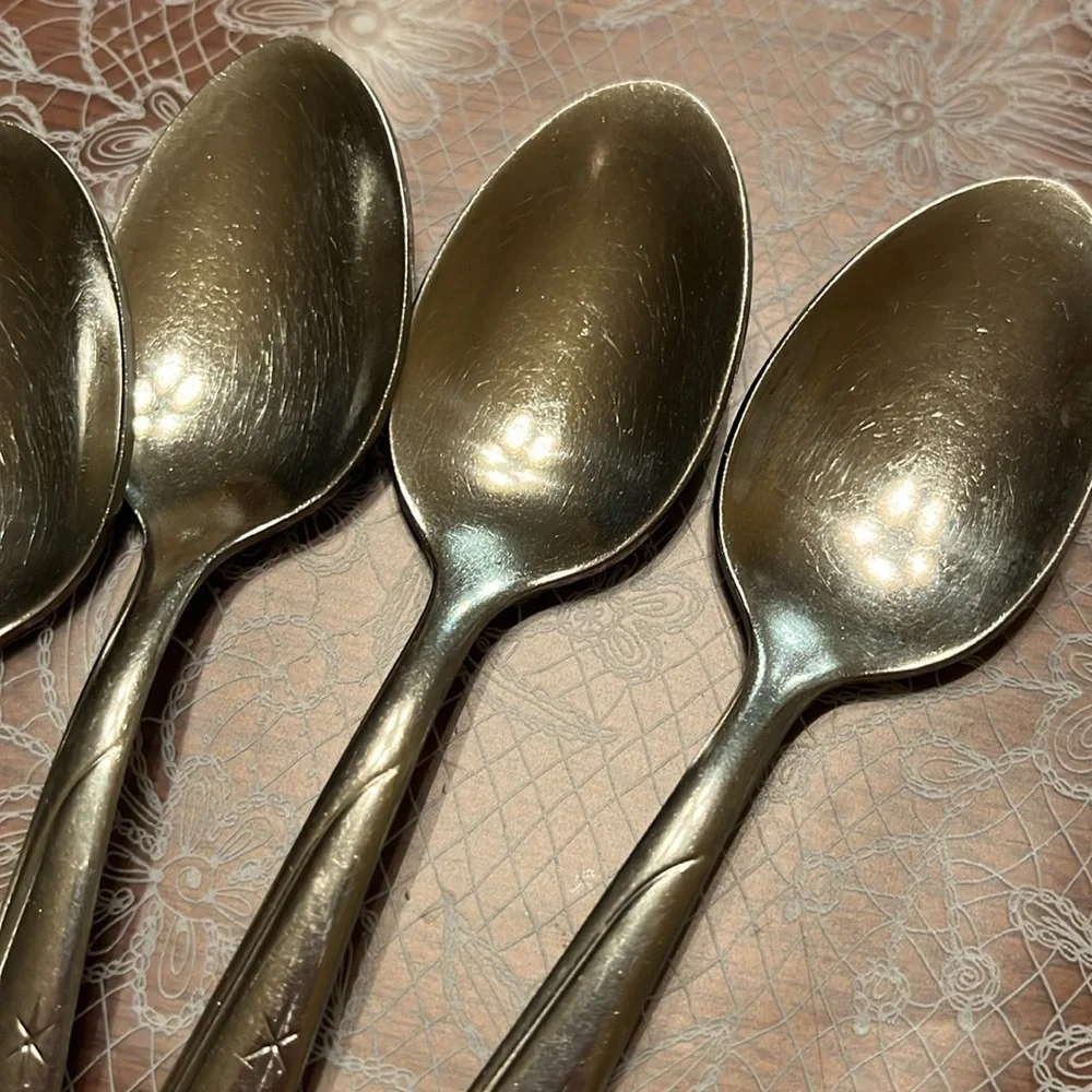 MAR-CREST Set of 7 CITATION Atomic Starburst MCM vintage Teaspoons Stainless USA